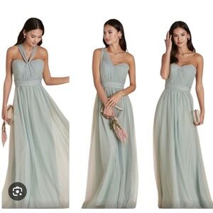 Birdy Grey NWT Christina Convertible Dusty Blue Maxi Length Bridesmaid Gown S